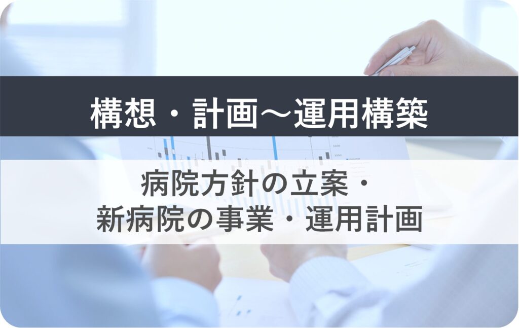 【構想・計画～運用構築】
病院方針の立案・新病院の事業・運用検討